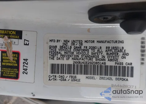 2009 Toyota Corolla from USA, damaged, VIN 1NXBU40E29Z085148